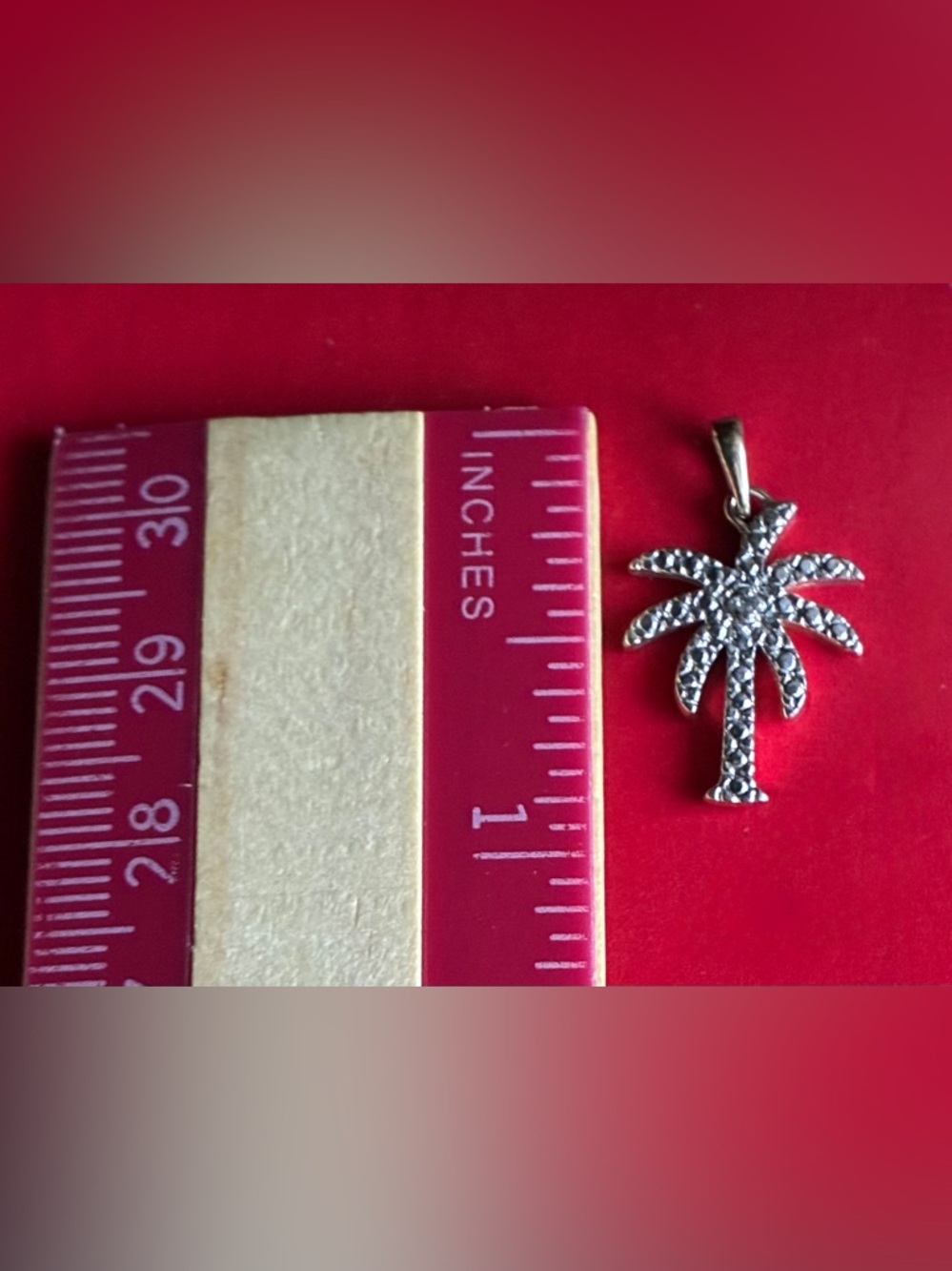 925 Silver ,Sparkling Palm Tree Pendant Necklace in Silver - Picture 3 of 8